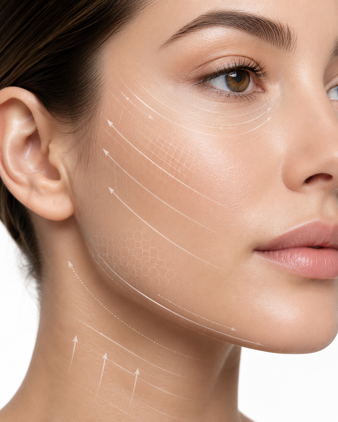 Educational graphic showing facial skin improvement areas for fractional CO2 laser resurfacing